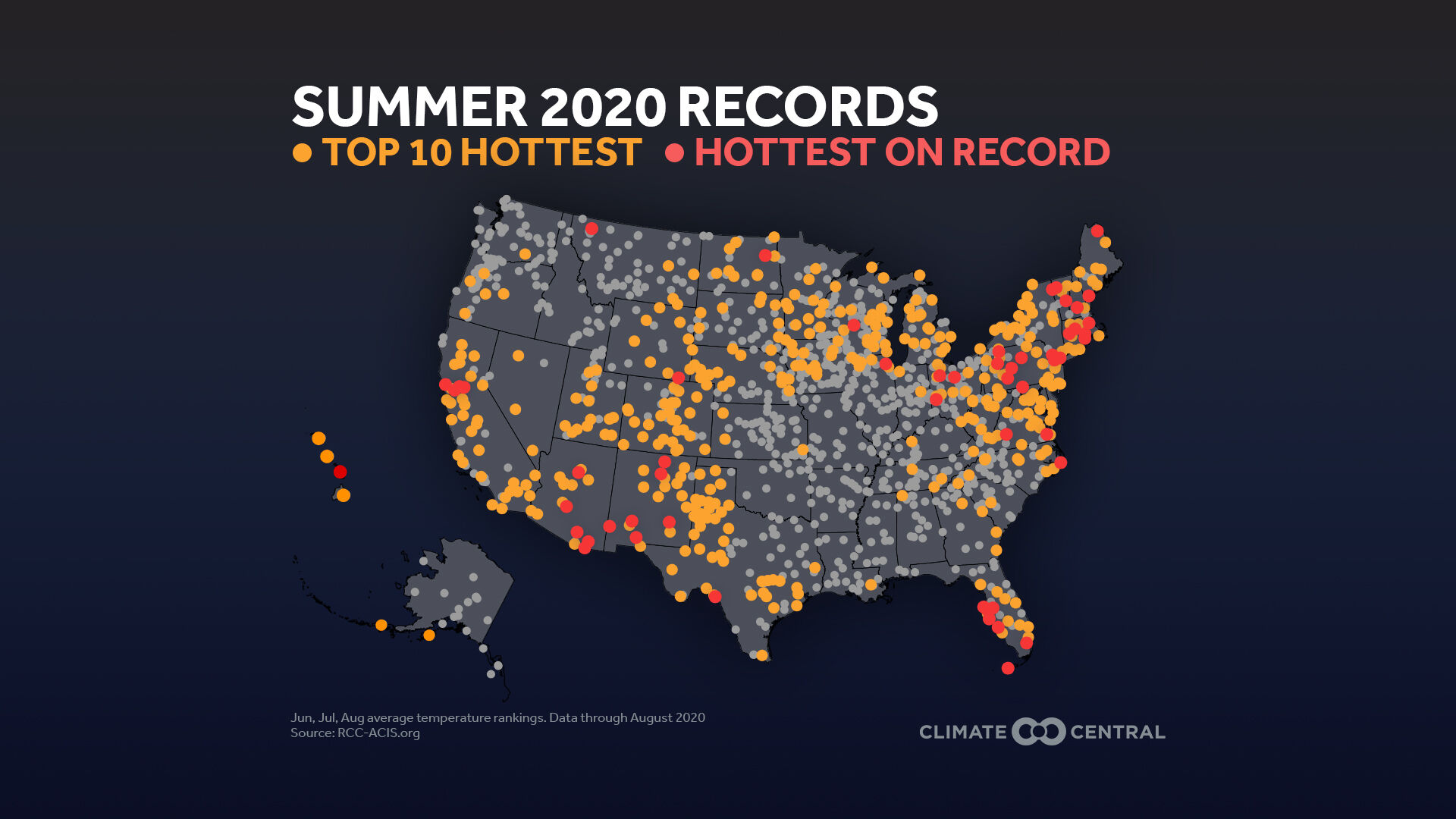 In 2020 many cities saw their hottest summers on record